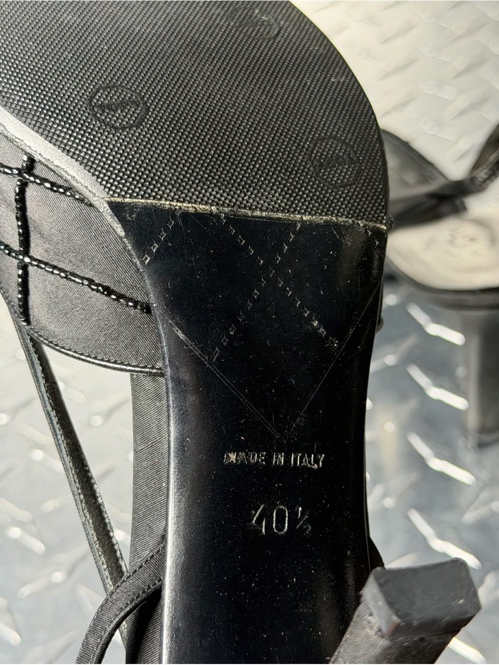 Chanel Vintage Satin Embellished Logo Slingbacks in Black 40.5 - Picture 4 of 7